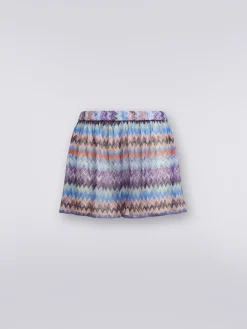 Chevron viscose tulle cover up shorts