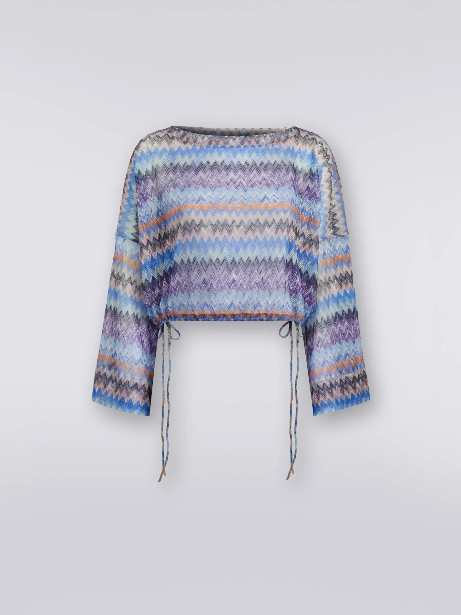 Chevron viscose tulle cover up blouse