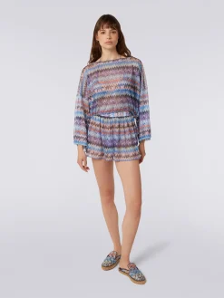 Chevron viscose tulle cover up blouse