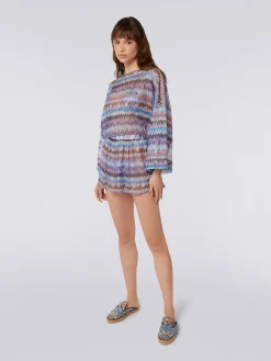 Chevron viscose tulle cover up blouse