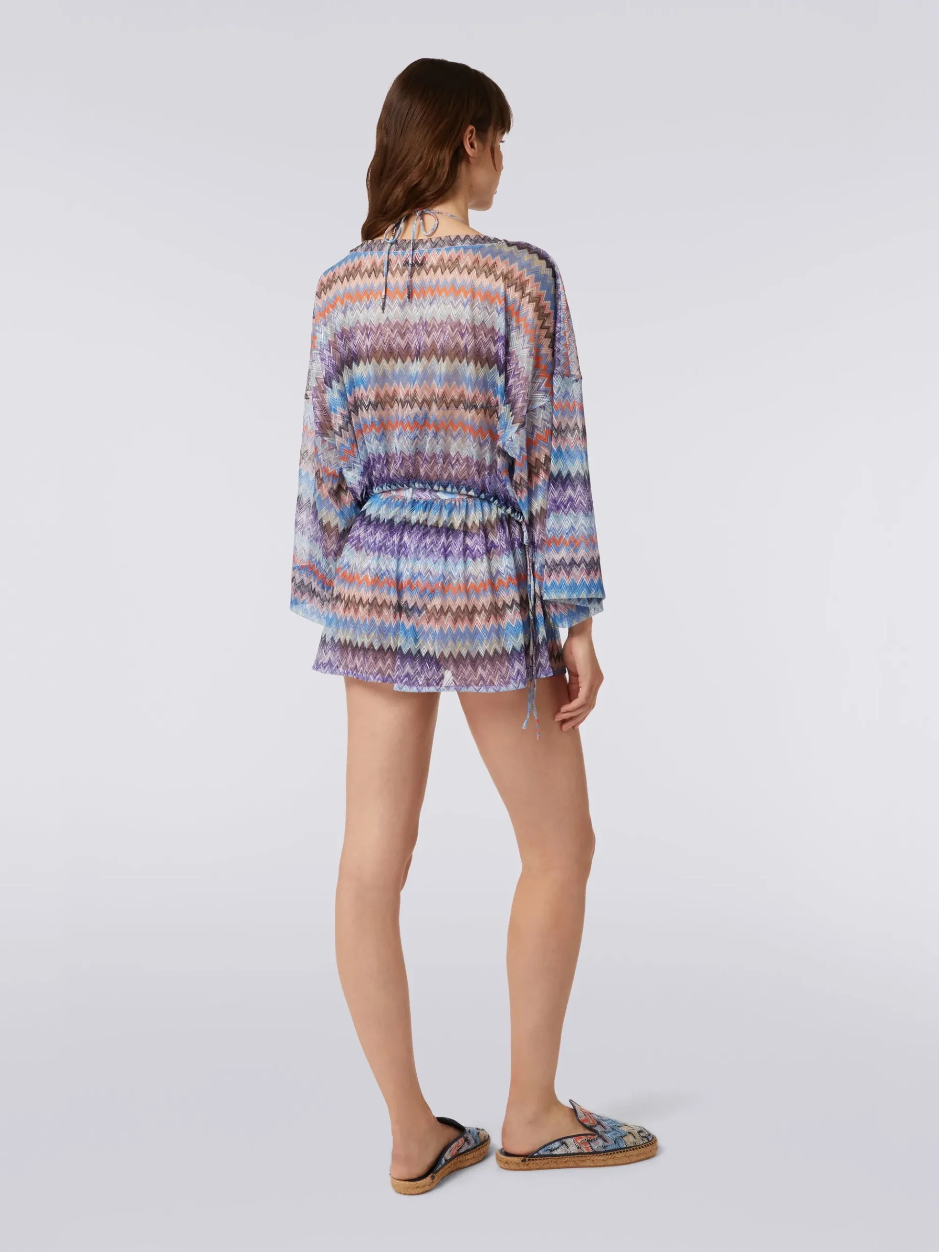 Chevron viscose tulle cover up blouse
