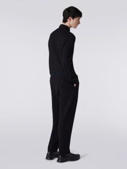 Classic cotton and viscose zigzag trousers