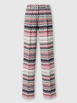 Classic trousers with lamé serrated zig zag pattern