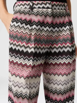 Classic trousers with lamé serrated zig zag pattern