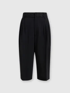 Classic viscose Bermuda shorts with chevron insert
