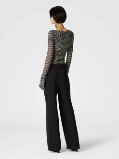 Classic viscose trousers with chevron insert