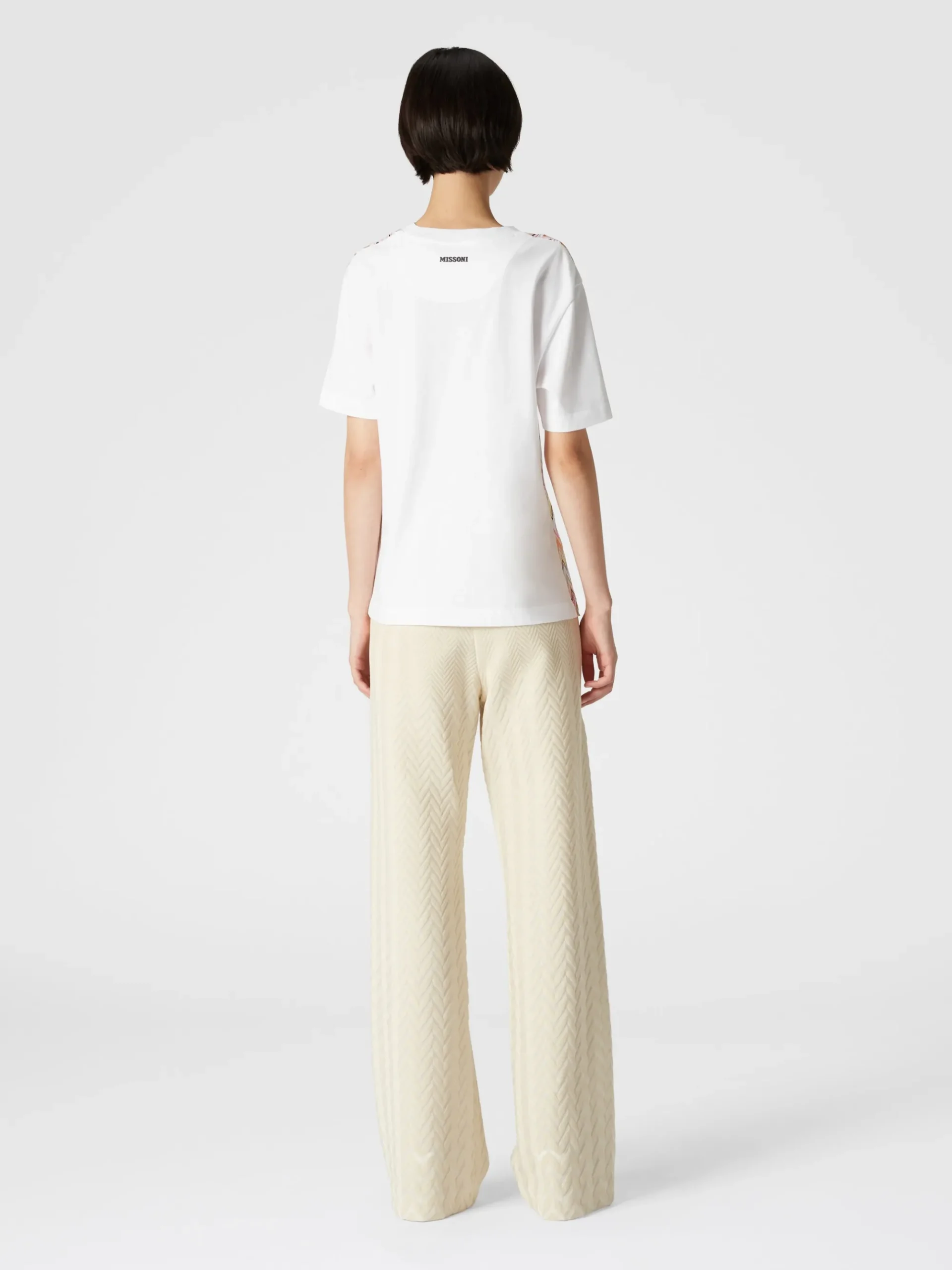 Classic zigzag cotton and viscose trousers