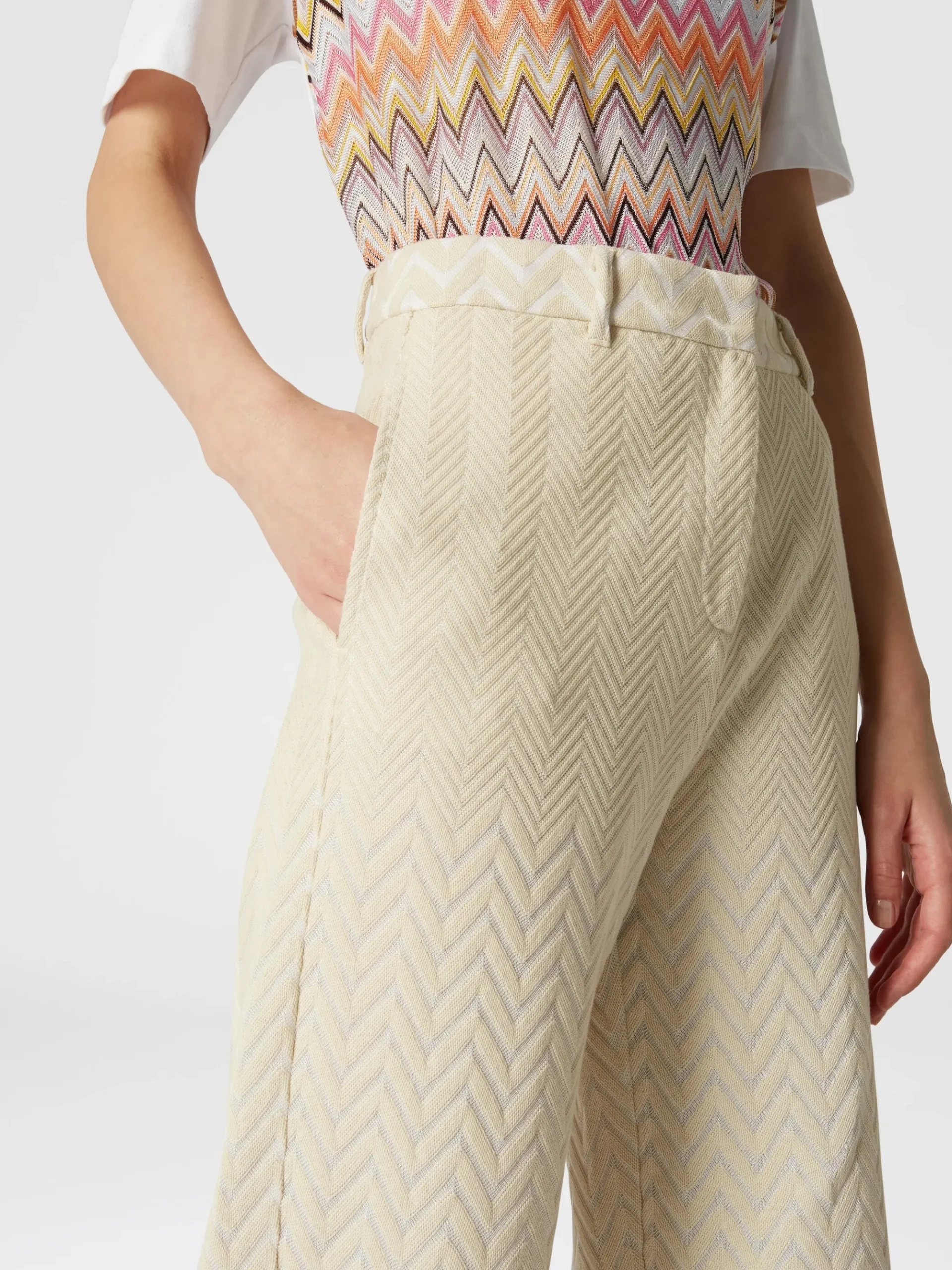 Classic zigzag cotton and viscose trousers