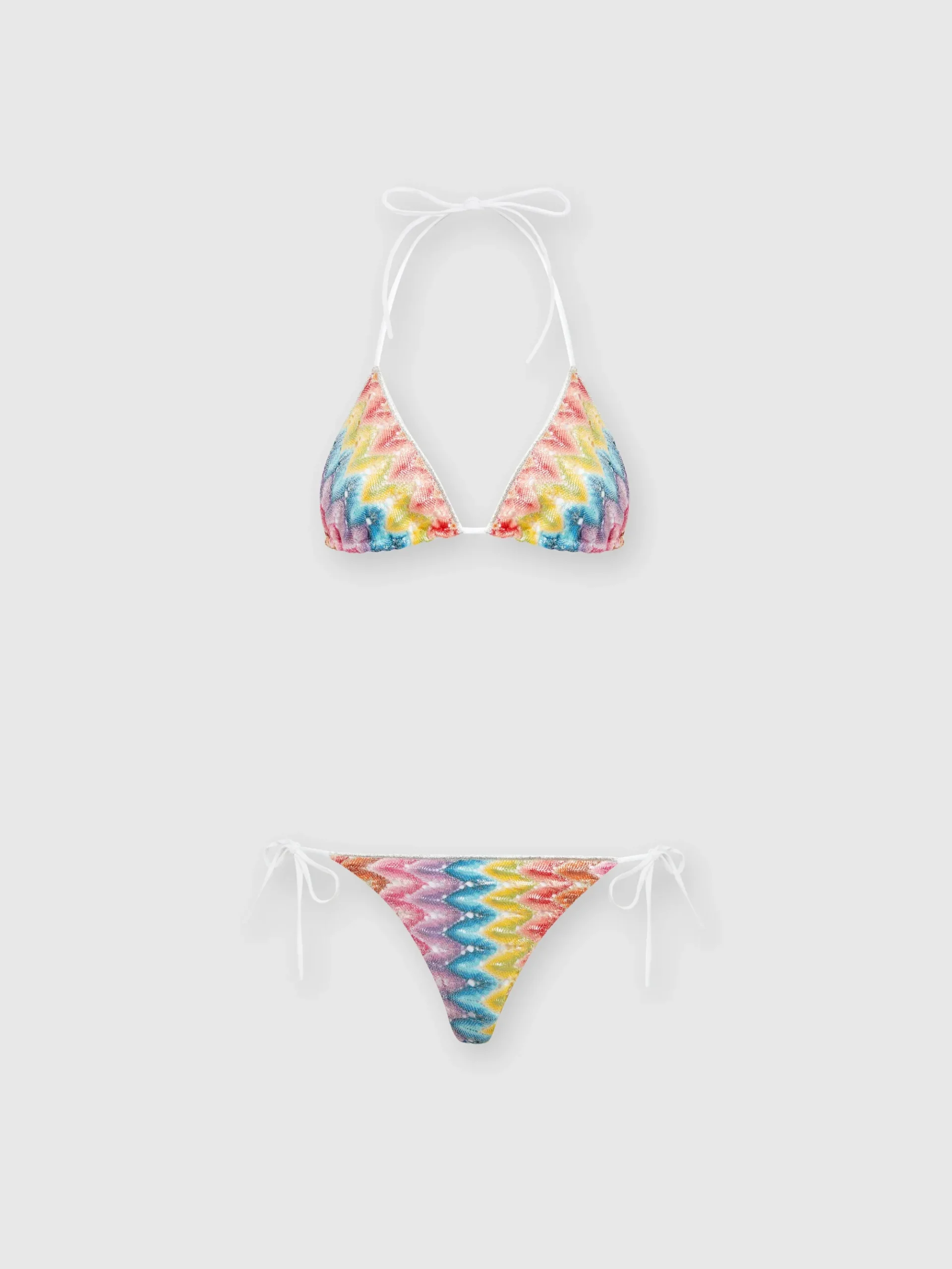 Coated cotton-blend lace bikini
