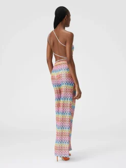 Coated cotton-blend lace trousers
