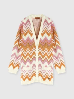 Cotton and cashmere lamé blend cardigan