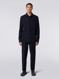 Cotton and viscose chevron shirt