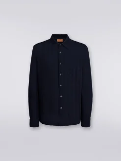Cotton and viscose chevron shirt