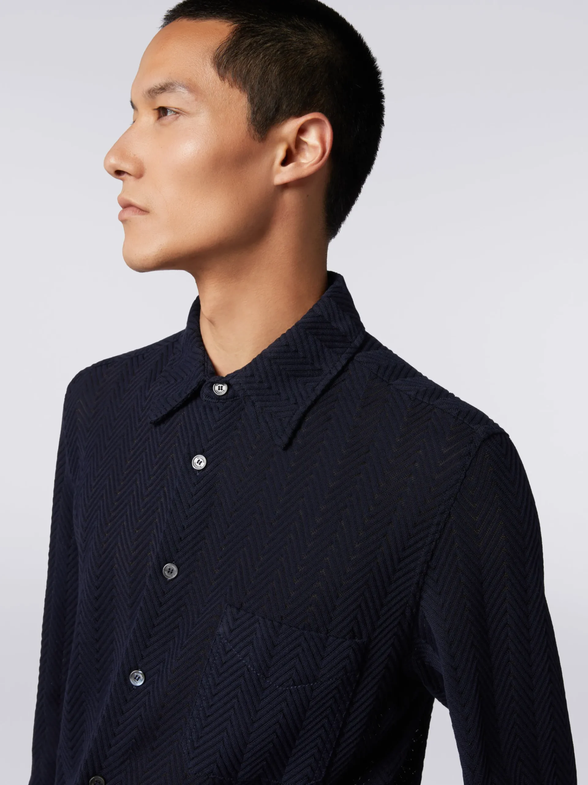 Cotton and viscose chevron shirt