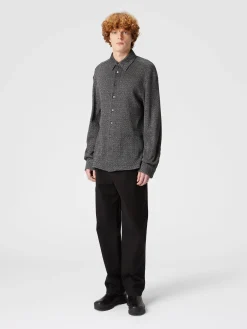 Cotton and viscose zig zag lamé shirt