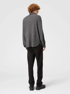 Cotton and viscose zig zag lamé shirt