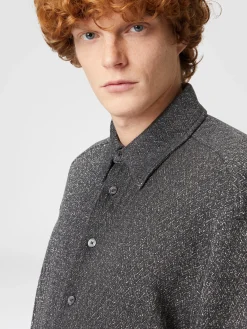Cotton and viscose zig zag lamé shirt