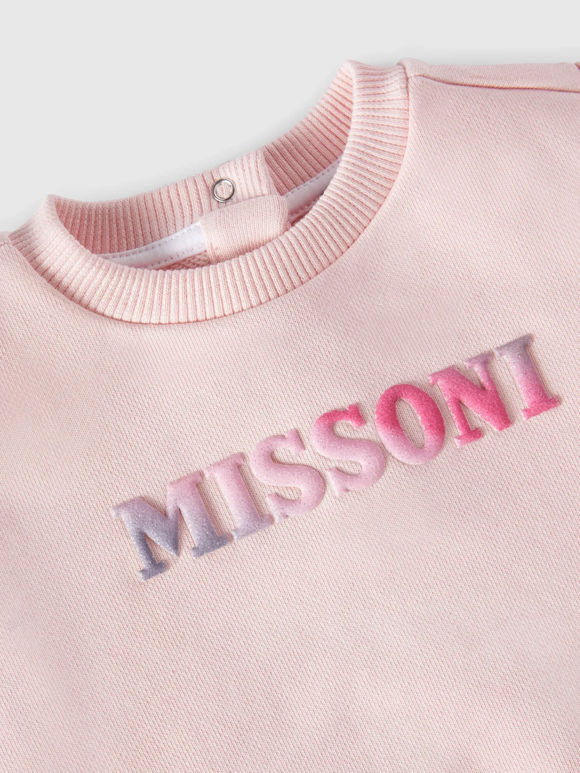 Cotton crewneck sweatshirt with ruffles on the sleeves and logo