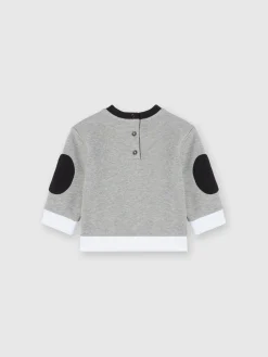 Cotton crewneck sweatshirt with embossed logo print