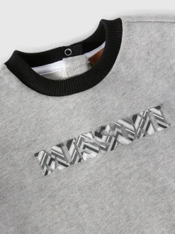 Cotton crewneck sweatshirt with embossed logo print