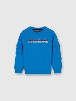Cotton crewneck sweatshirt with patch pockets and embroidered logo