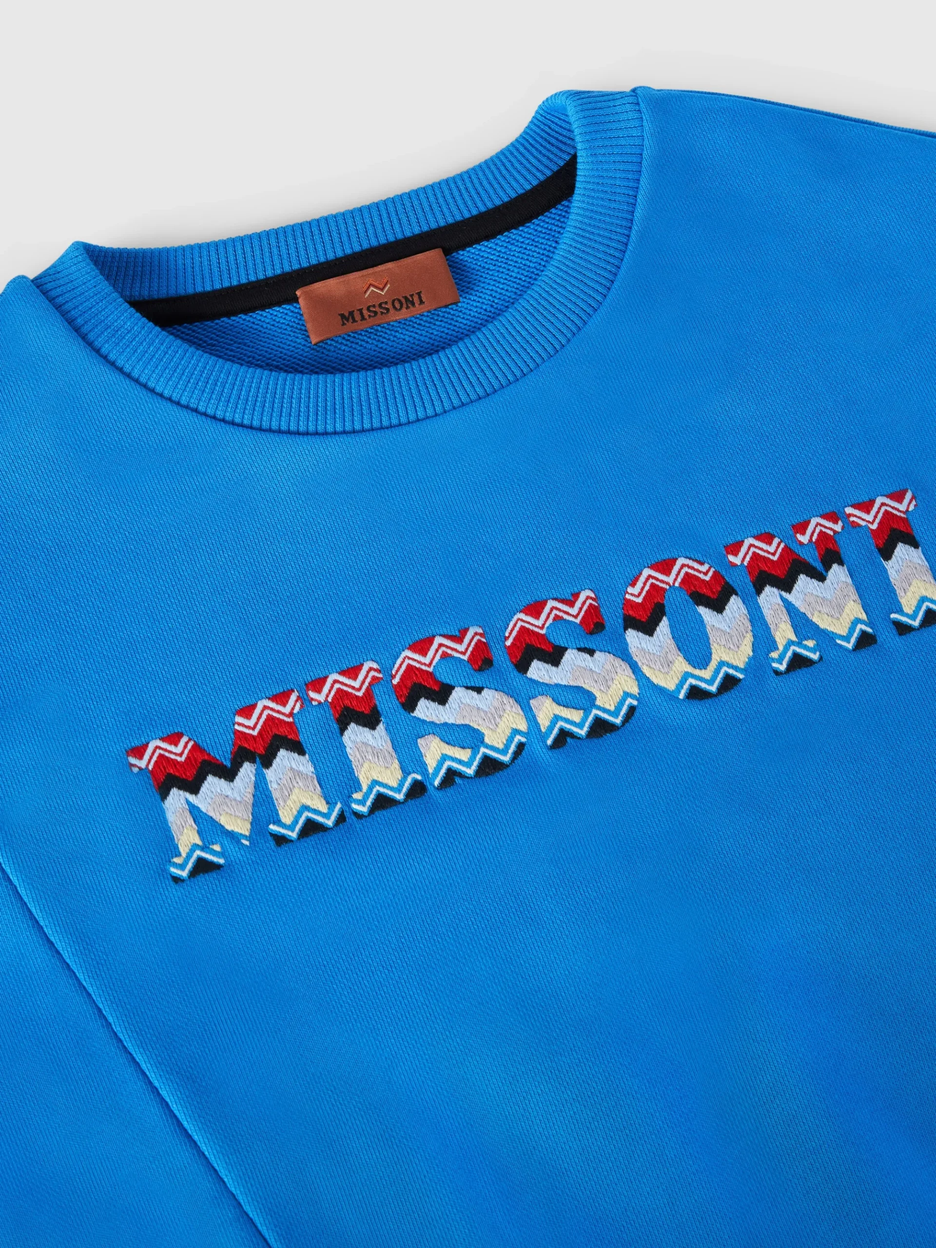 Cotton crewneck sweatshirt with patch pockets and embroidered logo