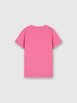 Cotton crewneck T-shirt with rhinestone logo