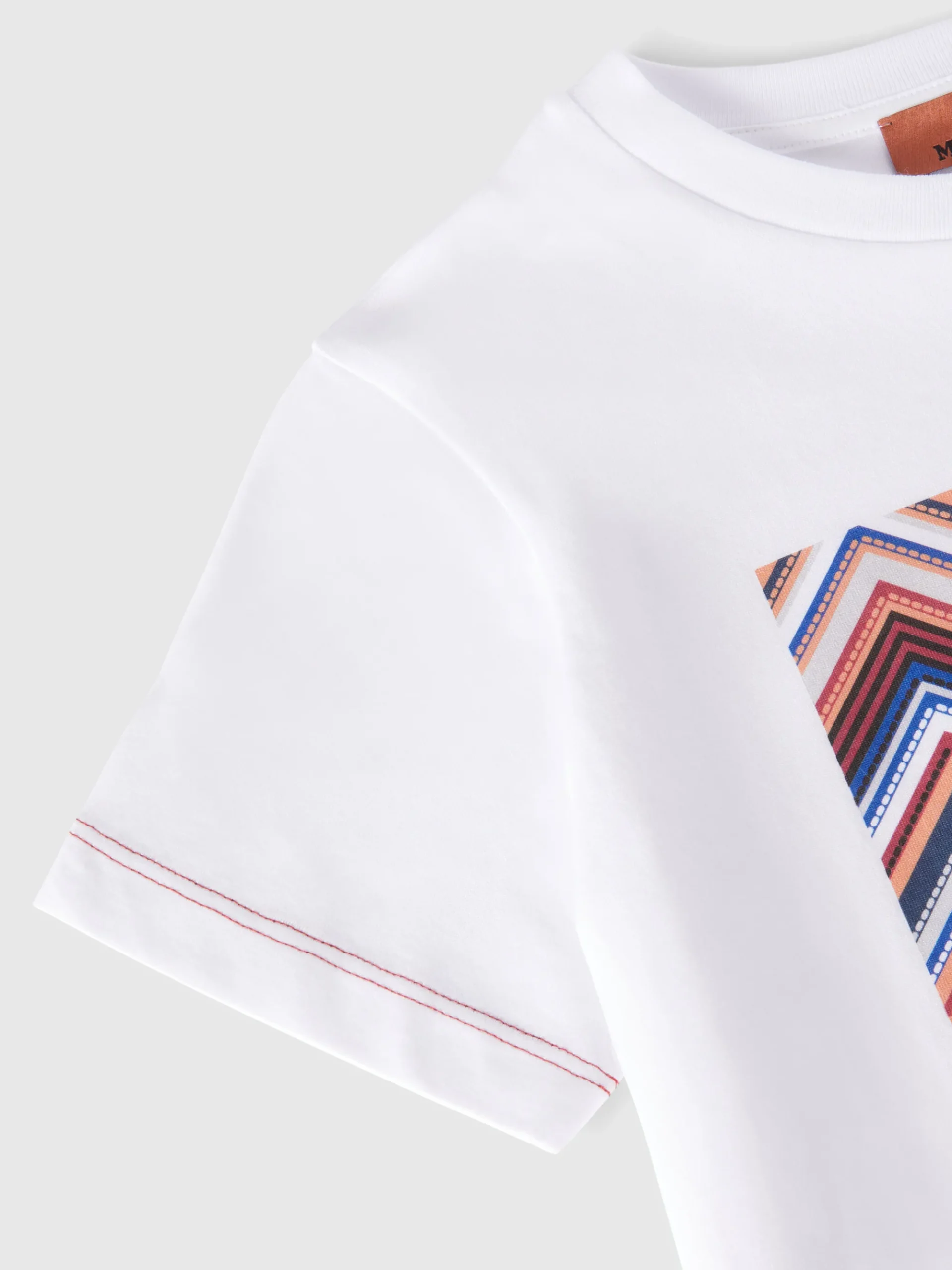 Cotton crewneck T-shirt with zigzag print and logo