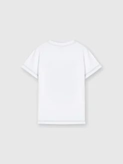 Cotton crewneck T-shirt with zigzag print and contrasting stitching
