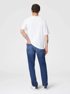 Cotton crewneck T-shirt with tone-on-tone zigzag insert