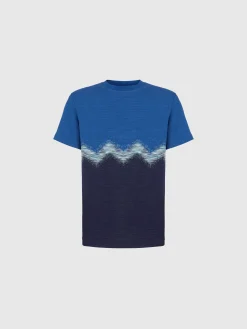 Cotton crewneck T-shirt with slub zigzag