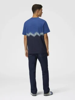Cotton crewneck T-shirt with slub zigzag