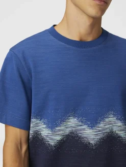 Cotton crewneck T-shirt with slub zigzag