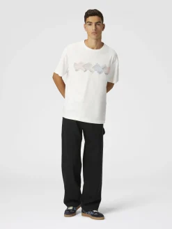 Cotton crewneck T-shirt with gradient zig zag insert