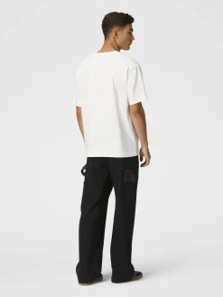 Cotton crewneck T-shirt with gradient zig zag insert