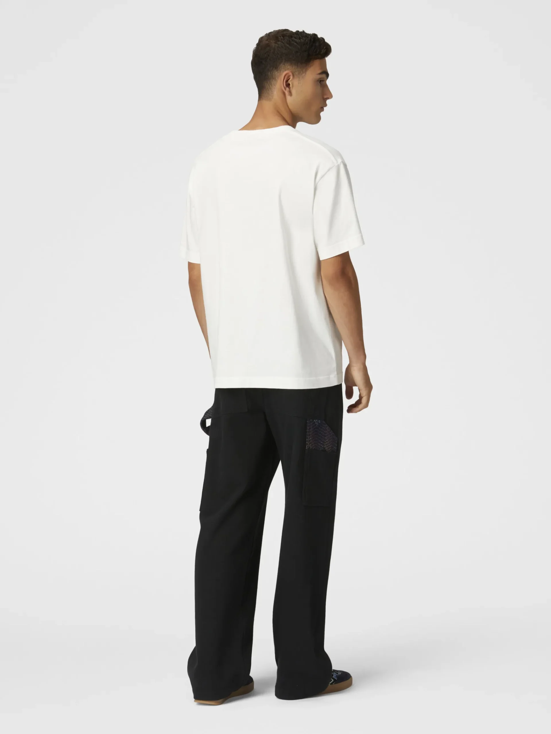 Cotton crewneck T-shirt with gradient zig zag insert