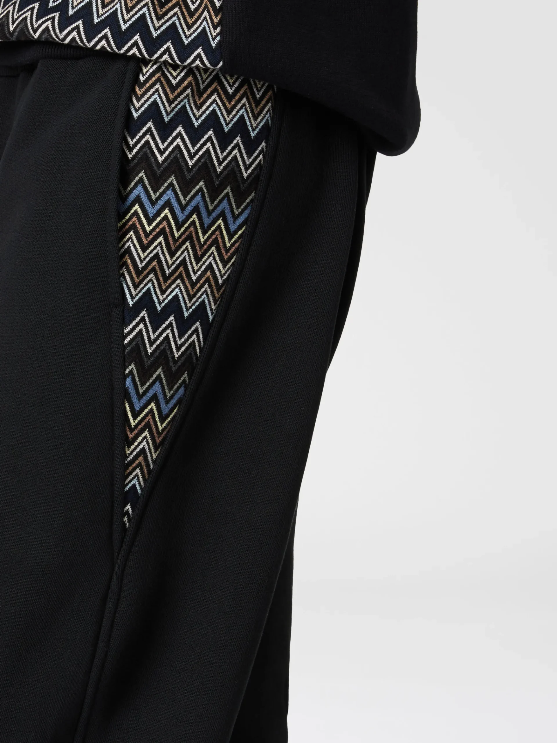 Cotton fleece joggers with knitted insert