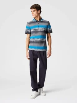 Cotton jersey polo shirt with gradient stripes