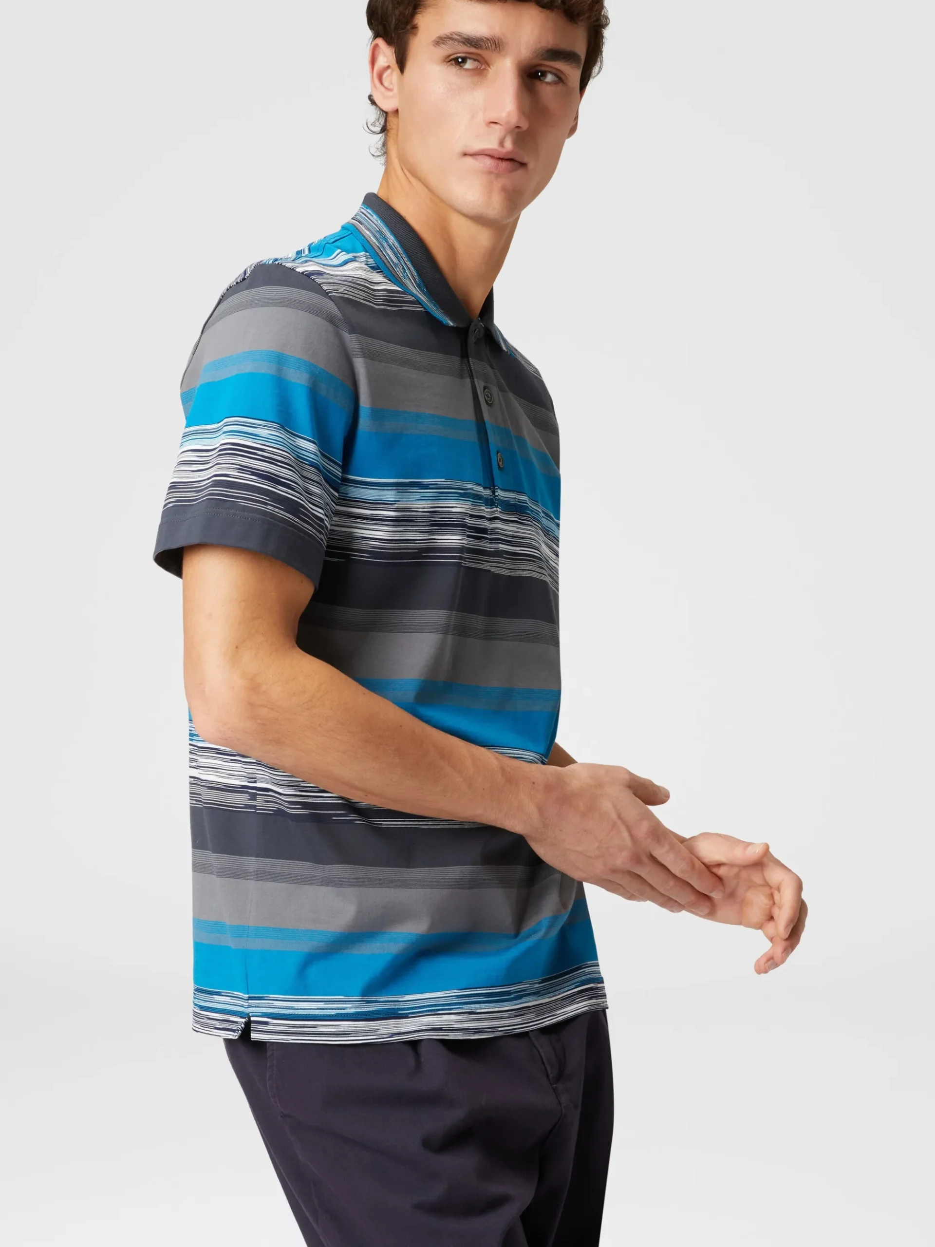 Cotton jersey polo shirt with gradient stripes