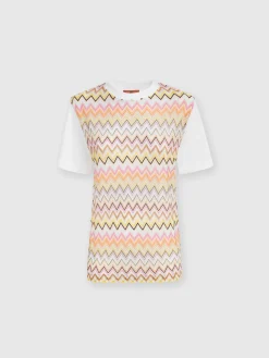 Cotton jersey T-shirt with chevron inserts