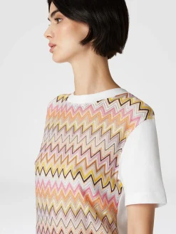 Cotton jersey T-shirt with chevron inserts