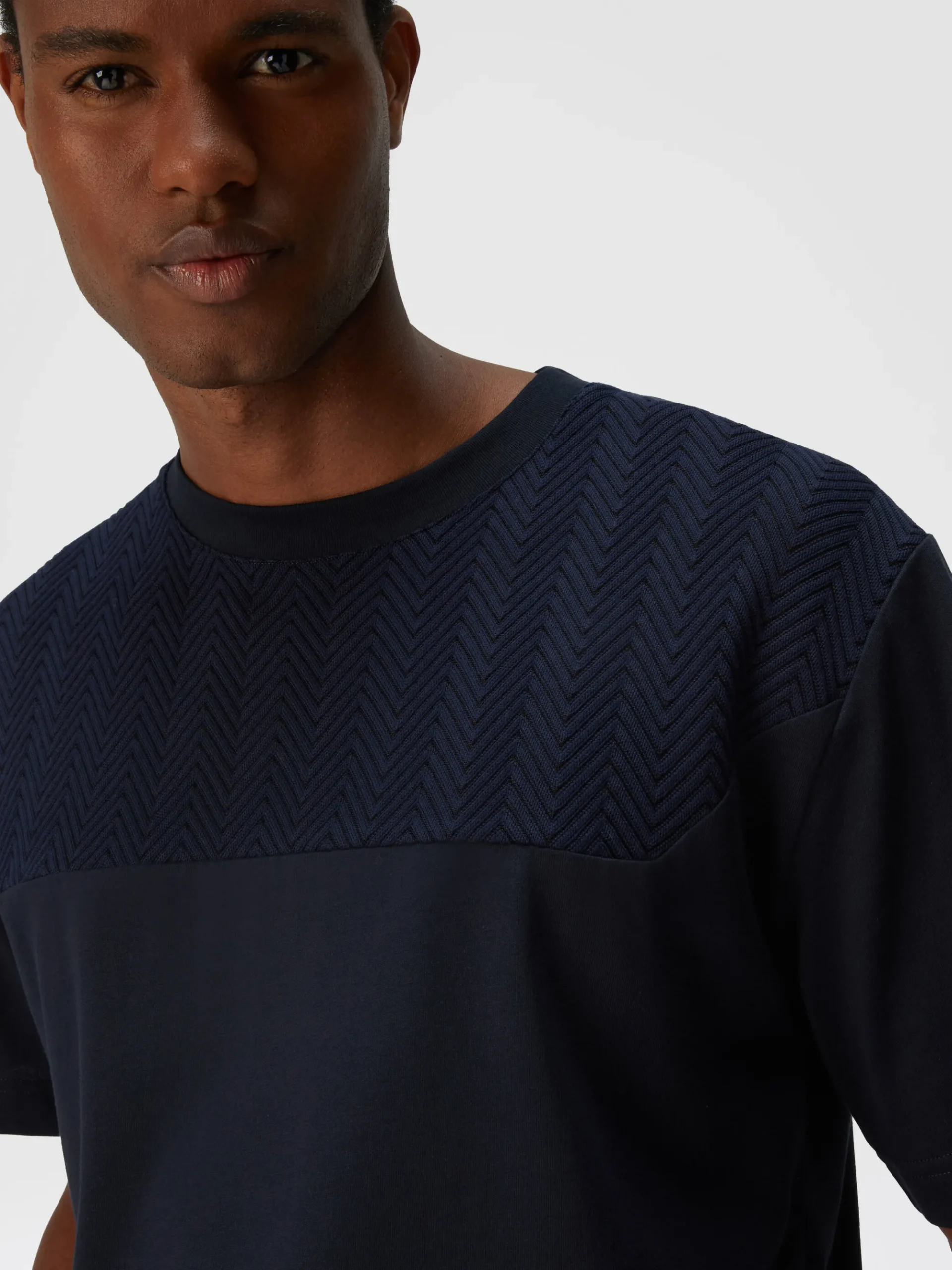 Cotton jersey T-shirt with zigzag insert