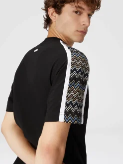 Cotton jersey T-shirt with zigzag inserts