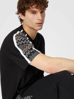 Cotton jersey T-shirt with zigzag inserts