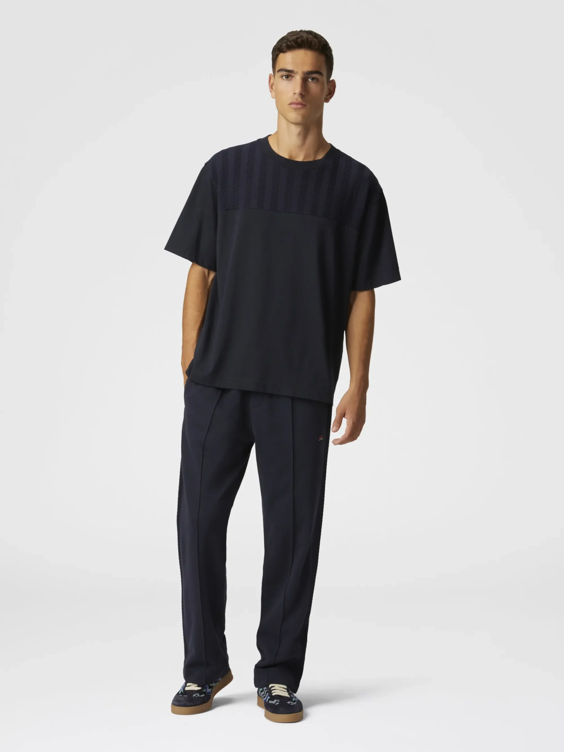 Cotton joggers with zig zag embroidery