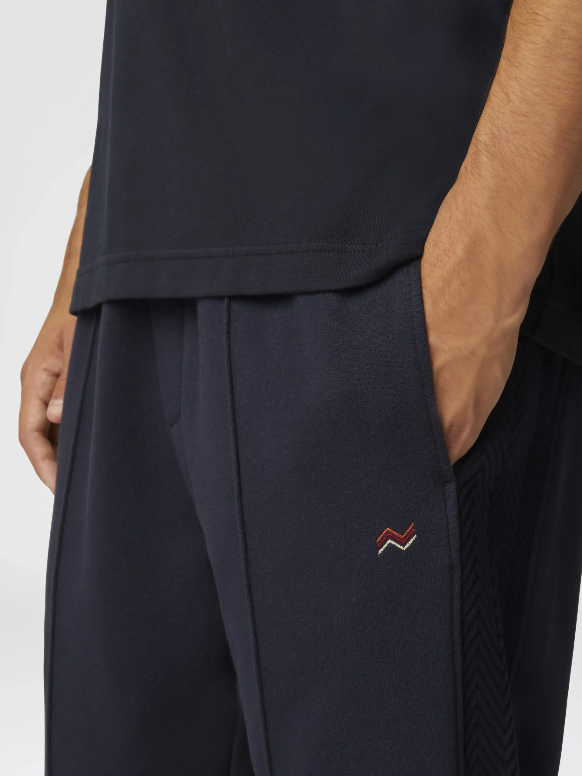 Cotton joggers with zig zag embroidery