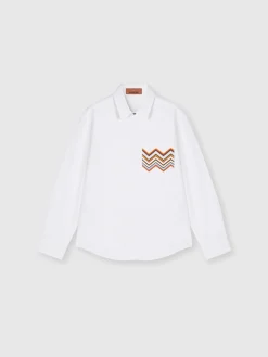Cotton shirt with zigzag detail on the breast pocket