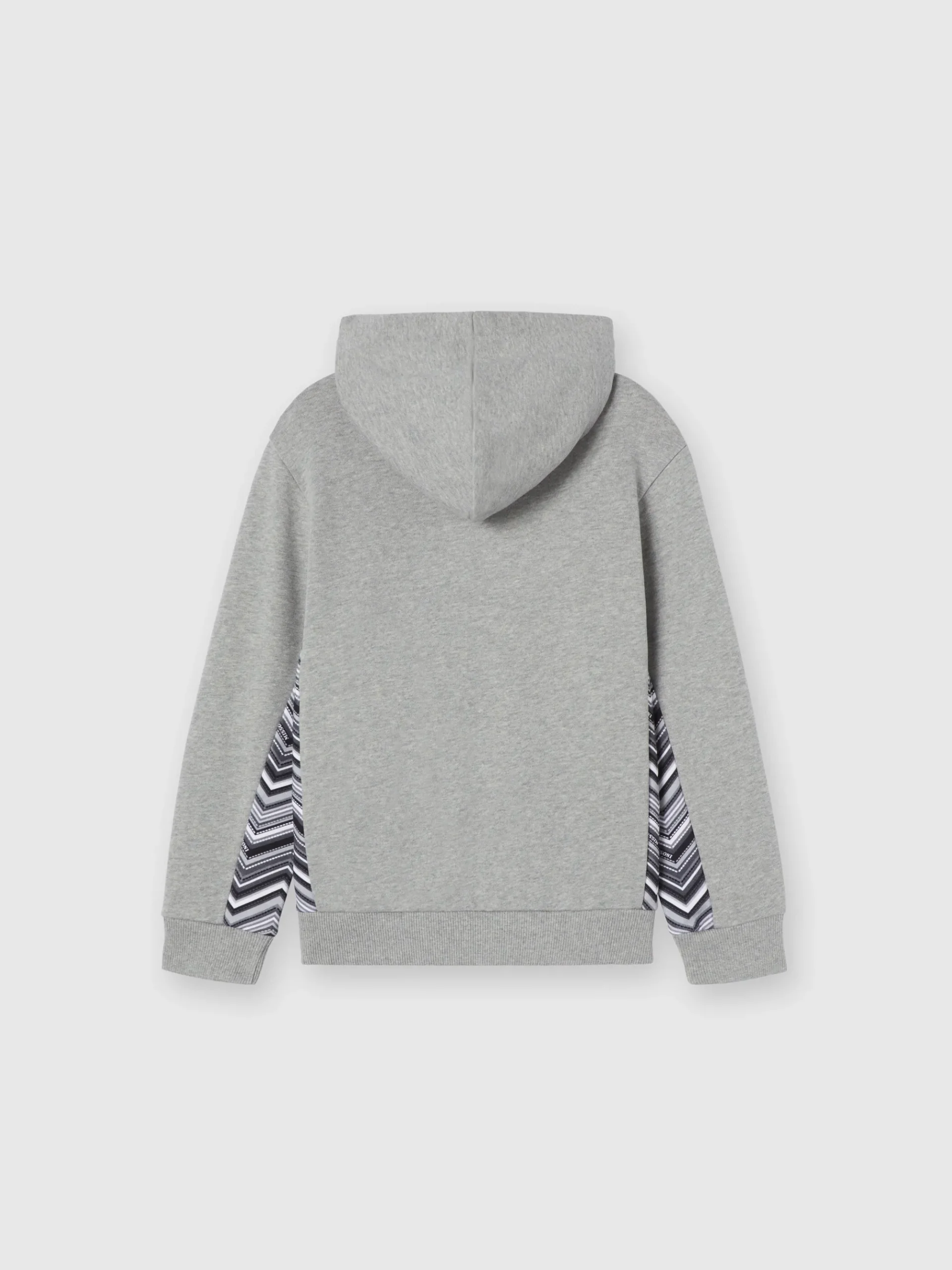 Cotton sweatshirt with hood, zig zag inserts and logo