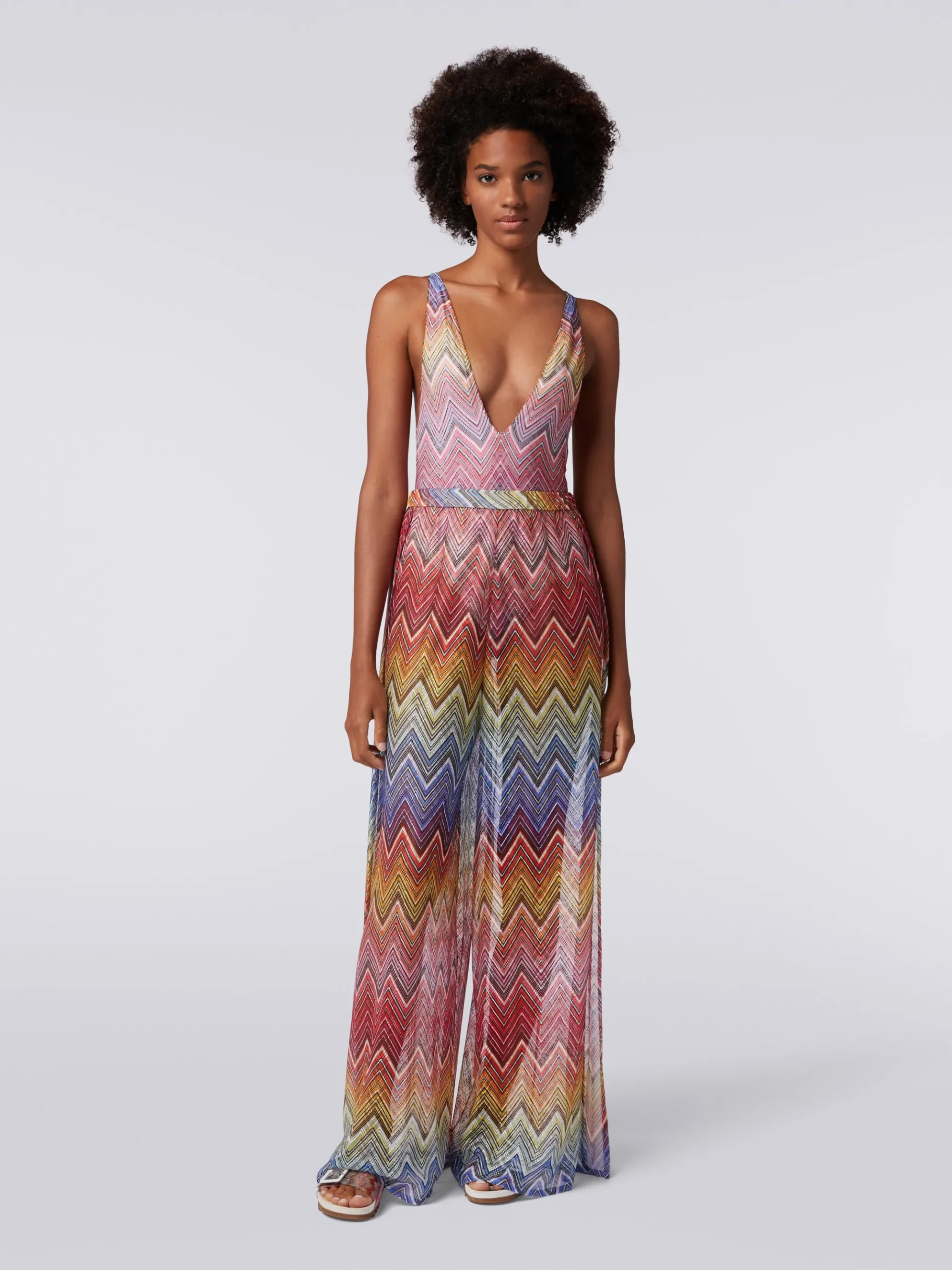 Cover up trousers in zigzag print fabric