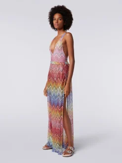 Cover up trousers in zigzag print fabric